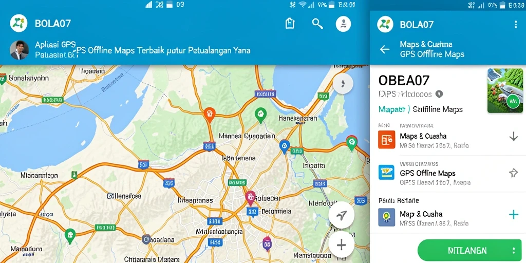 Antarmuka BOLA07 yang intuitif untuk navigasi GPS Offline Maps.