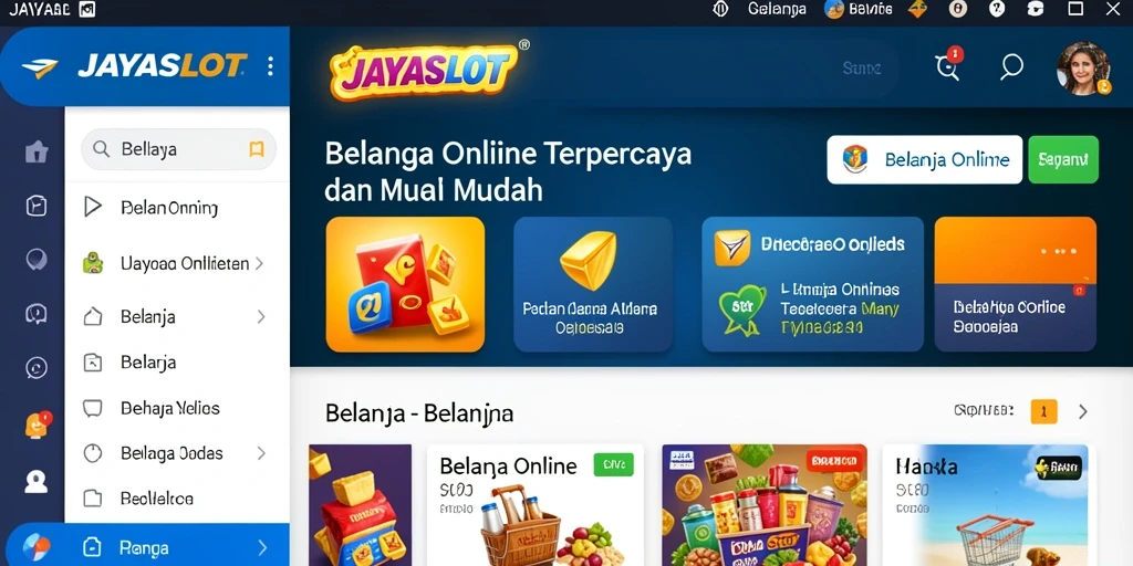 Tampilan antarmuka aplikasi JAYASLOT yang memudahkan belanja online.